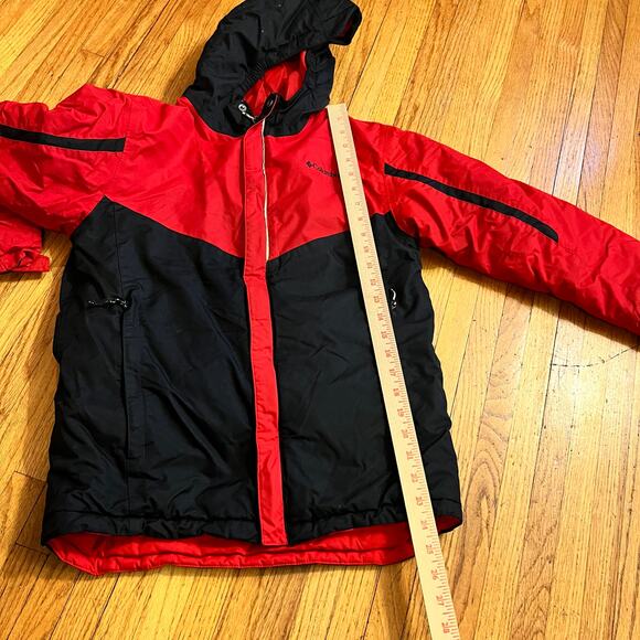 Columbia Coat Kids Youth Boys Large Outgrown Hooded Winter Jacket Red Black - Picture 9 of 9